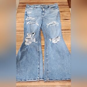 American Eagle distressed flare jeans